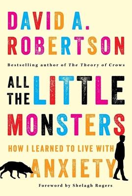 Book cover for All the Little Monsters showing the title in large block letters. A silhouette of a man and a wolf appear in the bottom corners.